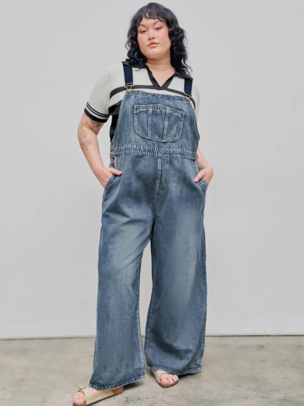 NWT CIDER DENIM POCKET WIDE LEG JUMPSUIT CURVE & PLUS